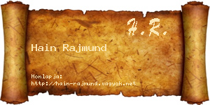 Hain Rajmund névjegykártya